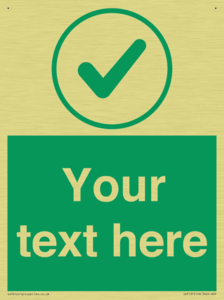 Custom green background, green tick in circle sign